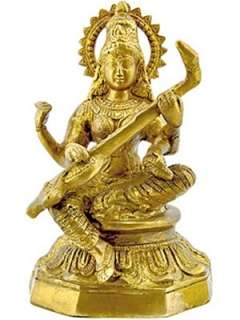 Beautiful Brass Statues of Maa Saraswati Hindu Goddess  