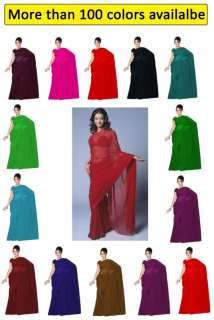 Exclusive Partywear Plain Sari Saree Bellydance Veil NW  