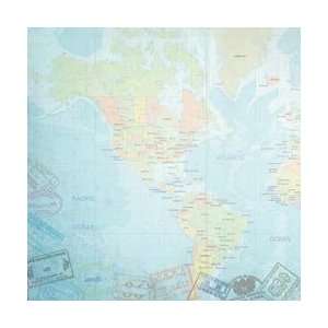    Travel Paper 12X12   World Travel Western Hemisphere Map by Paper 