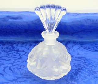   Crystal Satin Frosted Rose Glass Perfume Bottle Fan Stopper  