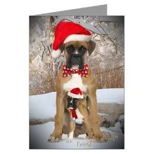 Boxer amp; Puppy Christmas Scene Greeting Cards Pets Greeting Cards Pk 