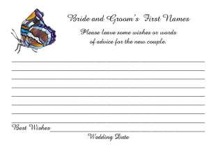 50 Wedding Favors Custom Wish Advice Cards Butterfly GP #5  