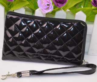 Fashion Cute Lady Artificial Leather Zipper Grid Coin Handle Wallet 