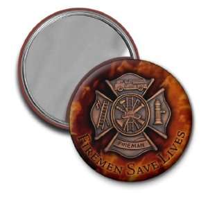  FIREMEN SAVE LIVES Heroes 2.25 inch Real Glass Pocket 