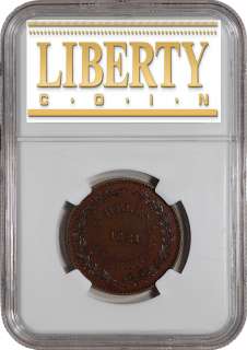 1821 St. Helena Copper Half Penny 1/2P Proof   NGC PF64 BN  