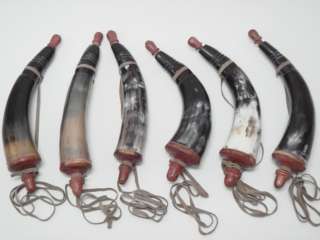 BLACK POWDER HORN WITH LEATHER STRAP 6 PCS #8001  
