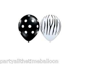10  11 Safari Zebra and Blk/Wht Polka Dot Balloons Set  