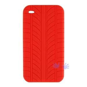  iPhone 4 Tire Tread Silicone Skin Red Cell Phones 