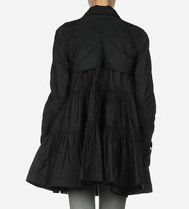   Jacket DSQUARED2 Black Silk Ruffled Back Trench Coat IT 44 or US 8 NEW