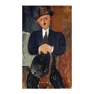 Seated Man (Leaning On A Cane) by Amedeo Modigliani. size 22 inches 