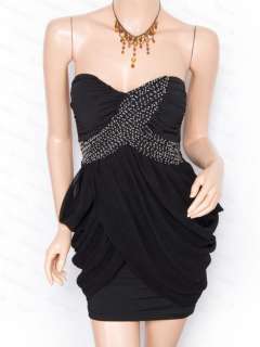Free Shipping Beads Ruching Strapless Evening Cocktail Prom Tube Dress 
