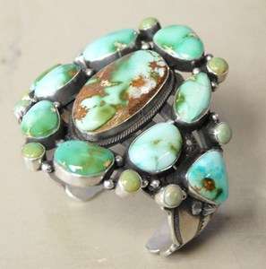   Bracelet Navajo A Toadlena Sterling Bold Royston Turquoise Cuff  
