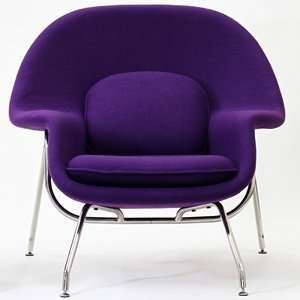  Eero Saarinen Style Womb Chair and Ottoman Set in Purple 
