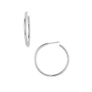  Argento Vivo Bullet Back Hoop Earrings: Jewelry