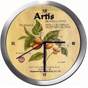  ARTIS 14 Inch Coffee Metal Clock Quartz Movement Kitchen 