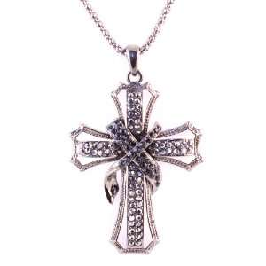   Cz Diamonds Blackout Micro Pave Black Plated Cross Necklace: Jewelry