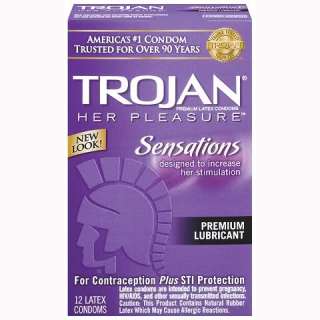 Trojan Her Pleasure Sensations   Retail Box of 12 Condoms