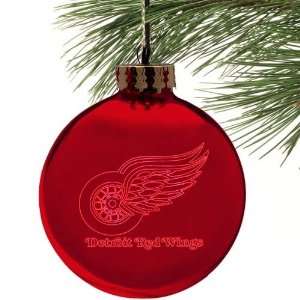  Detroit Red Wings Red Etched Laser Light Ornament: Sports 