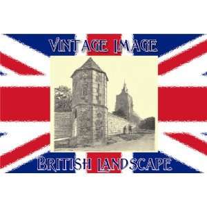   Acrylic Keyring British Landscape Liddington Bede House Garden Tower