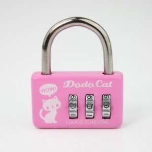  pink square cat design combination lock