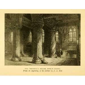 1924 Print Roslin Rosslyn Chapel Collegiate Matthew Aprentices Pillar 