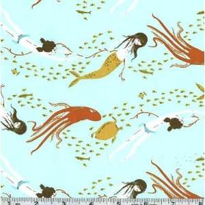  45 Wide Mendocino Underwater Sisters Aqua Fabric By The 
