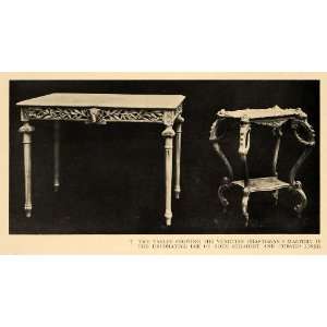  1917 Print Venetian Carved Wooden Tables Curved Legs 