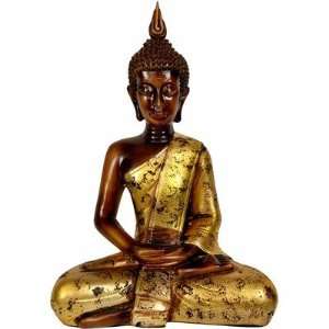  16 Thai Sitting Buddha Statue in Faux Gold
