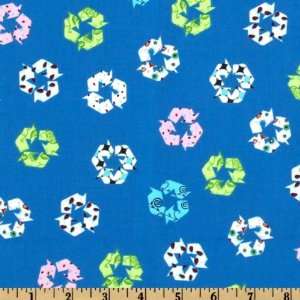 44 Wide Save The World Recycle Blue Fabric By The Yard 
