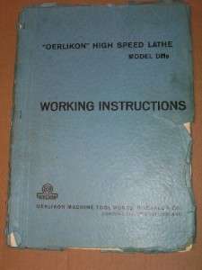 Oerlikon DMO High Speed Lathe Working/Operation Manual  