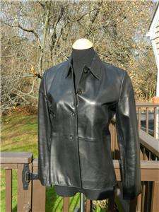 Banana Republic Classic Black Leather Blazer/Jacket, Size sm  