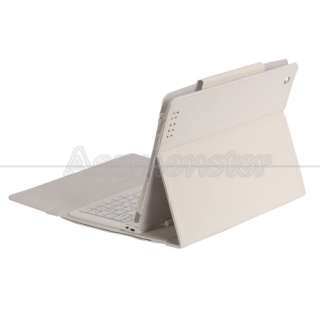 Bluetooth Wireless Keyboard Leather Case Cover for Apple iPad 2 White 