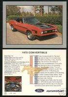 1972 FORD MUSTANG CONVERTIBLE Car Picture Fact Card FPI  