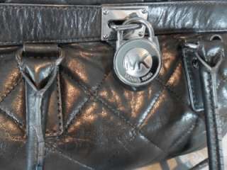 MICHAEL KORS PEWTER QUILT LEATHER HAMILTON TOTE  