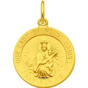    Ster Silver Gold Plated Our Lady of Mt. Carmel Medal: Jewelry