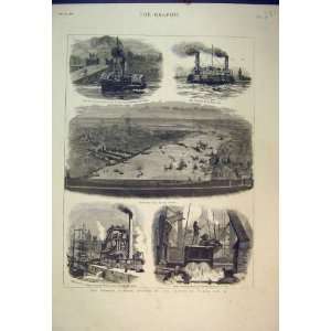  1886 Mersey Tunnel Steam Pumping Works Ferry Boat River 