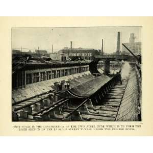  1911 Print Build La Salle Street Tunnel Chicago River 