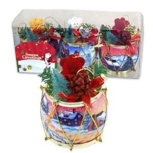  Drum Ornament With Bear 3 Pieces Assorted Case Pack 36 