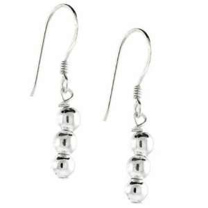  Sterling Silver Triple Bead Earrings Jewelry
