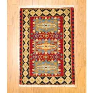  Herat Oriental 2 x 3 Indo Hand knotted Kazak Red Wool Rug 