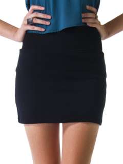 NEW AMERICAN APPAREL Women Casual Cotton Interlock Mini Skirt sz Black 