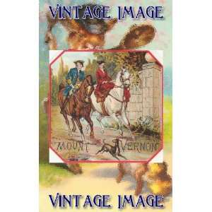   8cm) Gloss Stickers Horses Mount Vernon Vintage Image