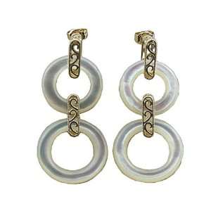    White Mother of Pearl Ventura Rings Earrings, 14K Gold: Jewelry