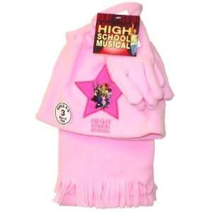 High School Musical Pink Beanie Hat Scarf & Glove Set:  