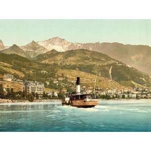   Montreux and Glion Geneva Lake Switzerland 24 X 18 