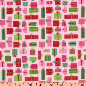  44 Wide Christmas Candy Flannel Gift Boxes Pink Fabric 