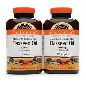 Holista Flaxseed Oil 1000 mg, Tablets, Twin Pack (150ea bottle), 300 