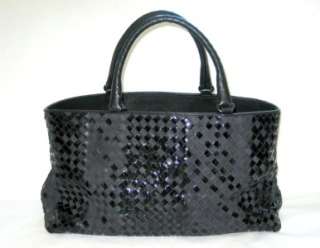 Bottega Veneta Black Weave Intrecciato Rugiada Large Tote Handbag 