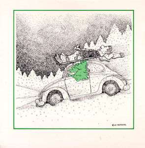 Humorous Christmas Card Lot of 24   Tree & VW  