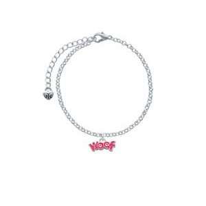  Hot Pink Glitter Woof Elegant Charm Bracelet: Arts, Crafts 